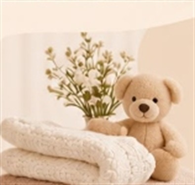 Soft towels, plush teddy and nursery botanicals